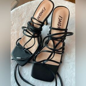 Women's Black Strappy Heels